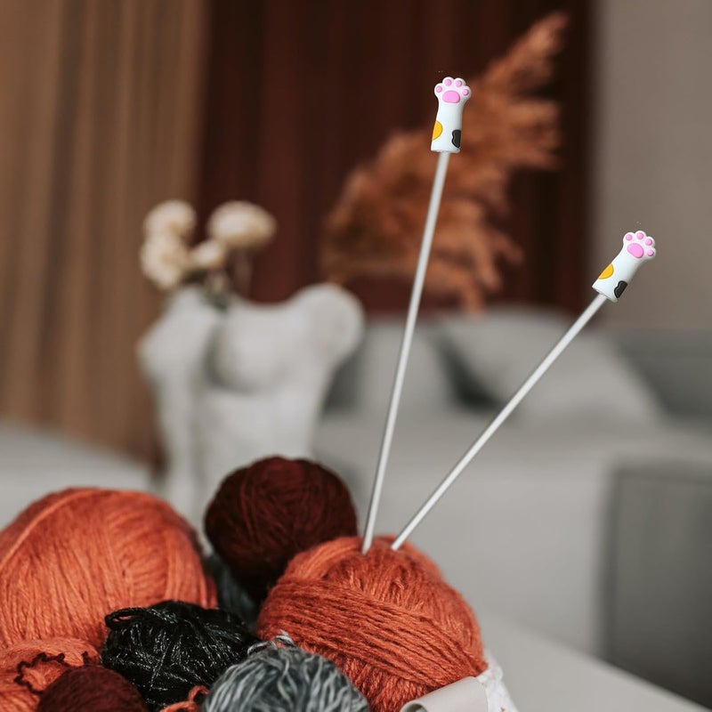 spansee 6 PCS Stitch Stoppers for Small Knitting Needles, Knitting Accessories fit Sizes US 2.5-11 (3mm-8mm) Needles, Knitting Point Protectors, Knitting Needle Caps, Cat Paw Knitting Needle Stoppers - Image 5